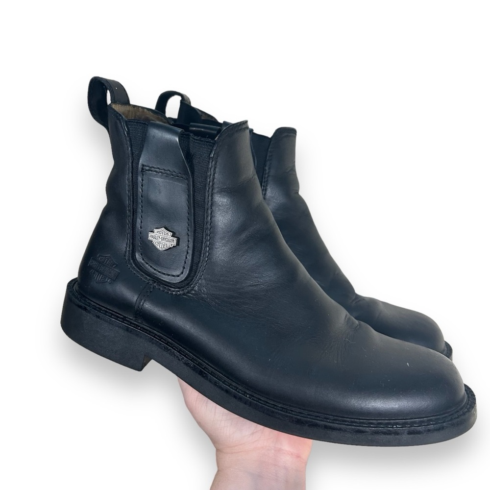 Women’s Harley Davidson Black Leather Ankle Pull On Chelsea Boots Size 9